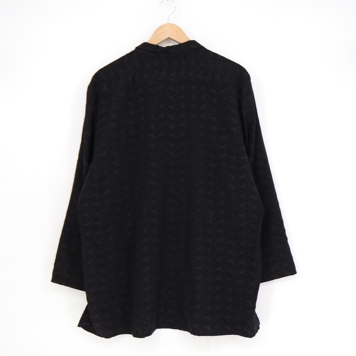 Carole Tomkins The Big Shirt Black Rayon Embroidered Floral Button Down Top XL