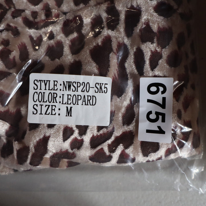 Naked Wardrobe Leopard Print Ruffle Mini Skirt Brown Womens Size M