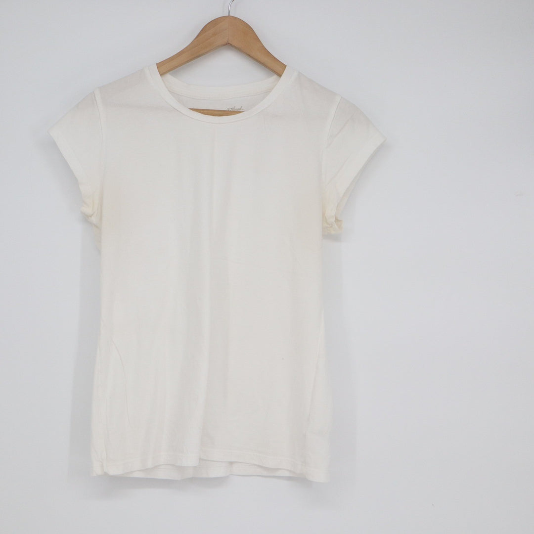 Universal Thread Womens White 100% Cotton Short Sleeve Crew Neck Tee Size M