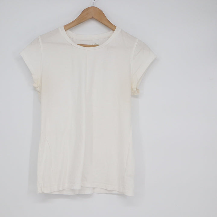 Universal Thread Womens White 100% Cotton Short Sleeve Crew Neck Tee Size M