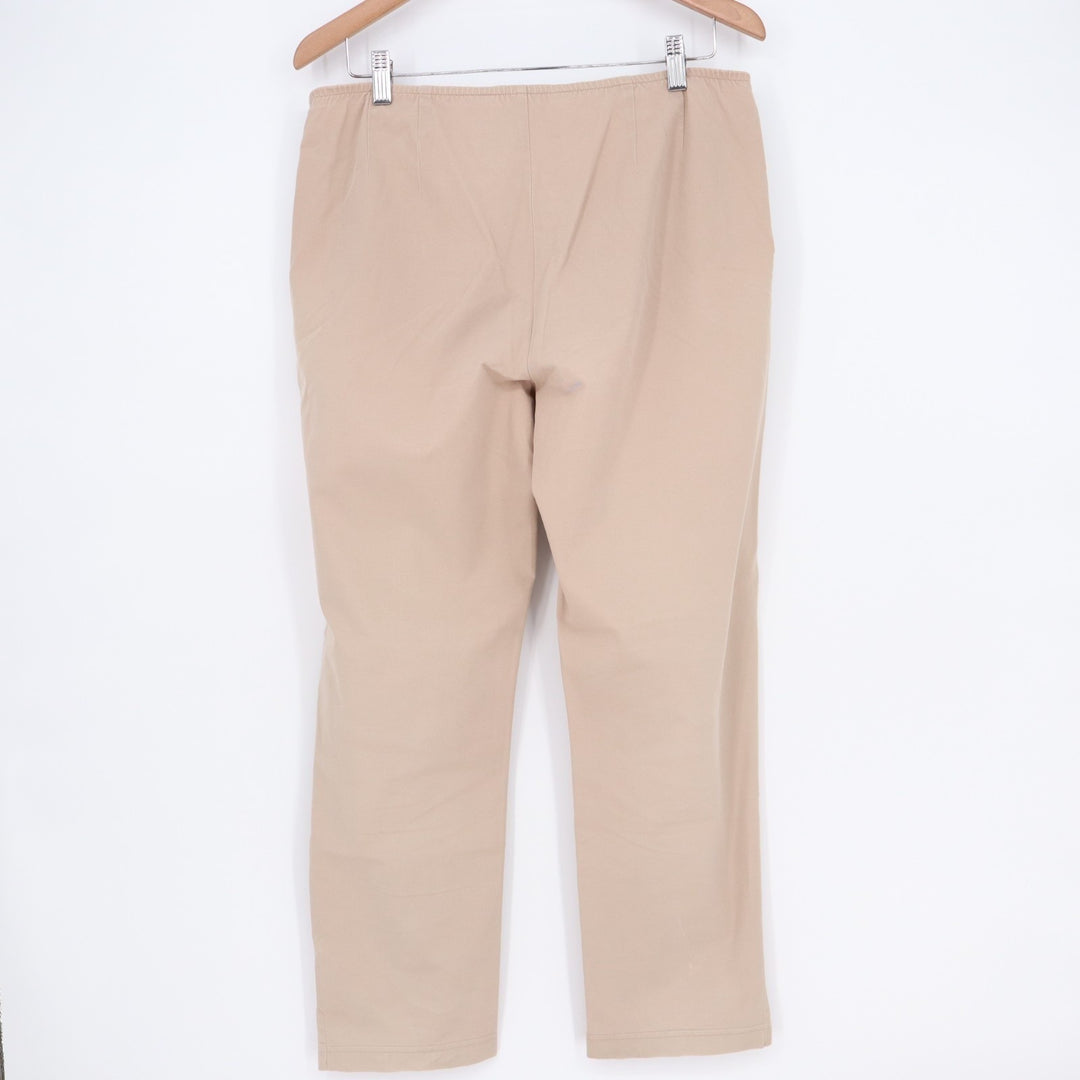 Eileen Fisher Ankle Trousers Womens S Beige Elastic Waist Side Zip Straight Leg