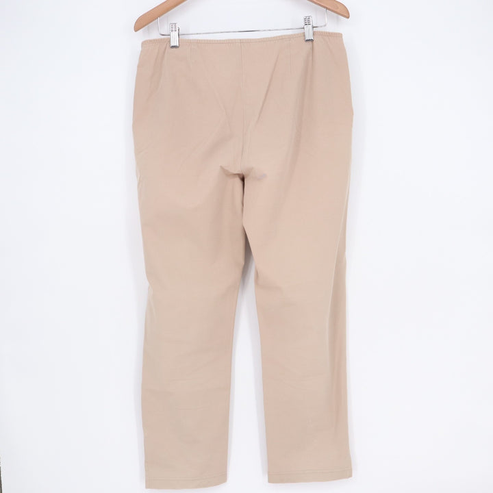 Eileen Fisher Ankle Trousers Womens S Beige Elastic Waist Side Zip Straight Leg