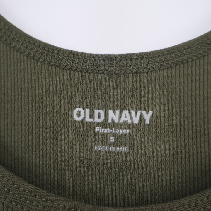 Old Navy Tank Top Womens Small Olive Green Cotton Stretch Ribbed Round Neck