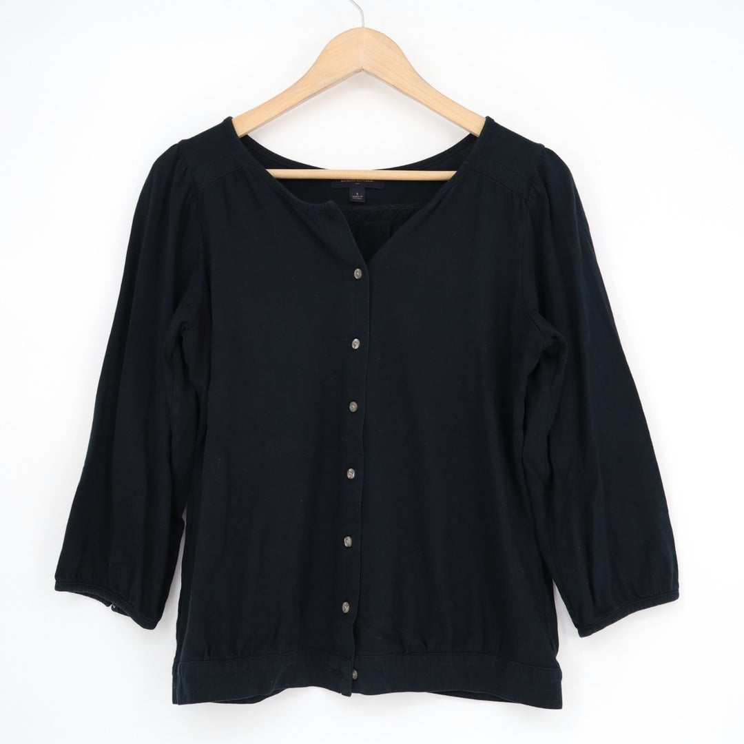 Banana Republic Cardigan Sweater Womens Small Navy Blue Cotton Knit Long Sleeve