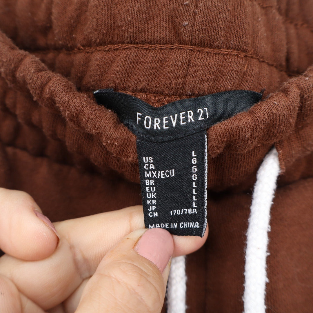 Forever 21 Brown Jogger Sweatpants Womens Large High Rise Drawstring Pockets