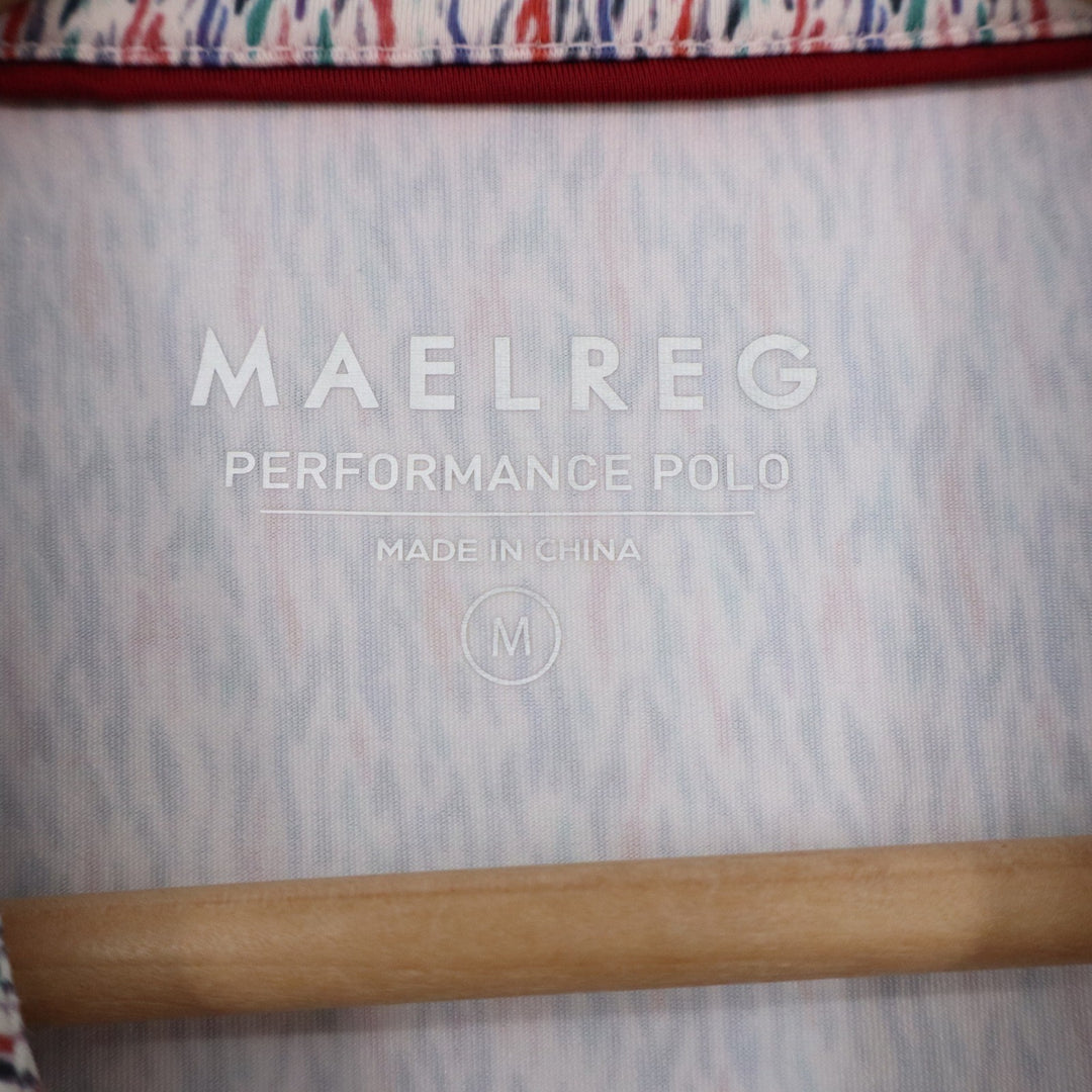 Maelreg Performance Polo Shirt Medium Multicolor Abstract Print Short Sleeve