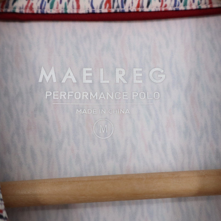 Maelreg Performance Polo Shirt Medium Multicolor Abstract Print Short Sleeve