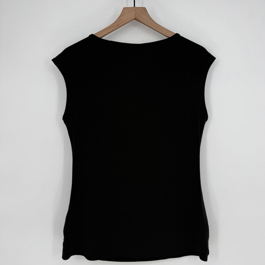 NEW YORK COMPANY Black Lattice Neck Tunic Top Womens Medium