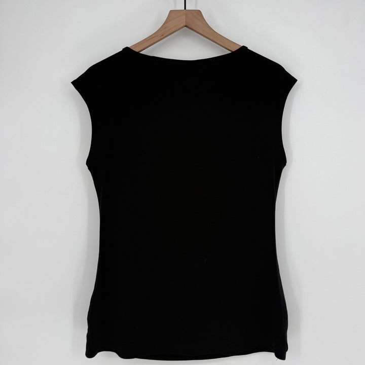 NEW YORK COMPANY Black Lattice Neck Tunic Top Womens Medium