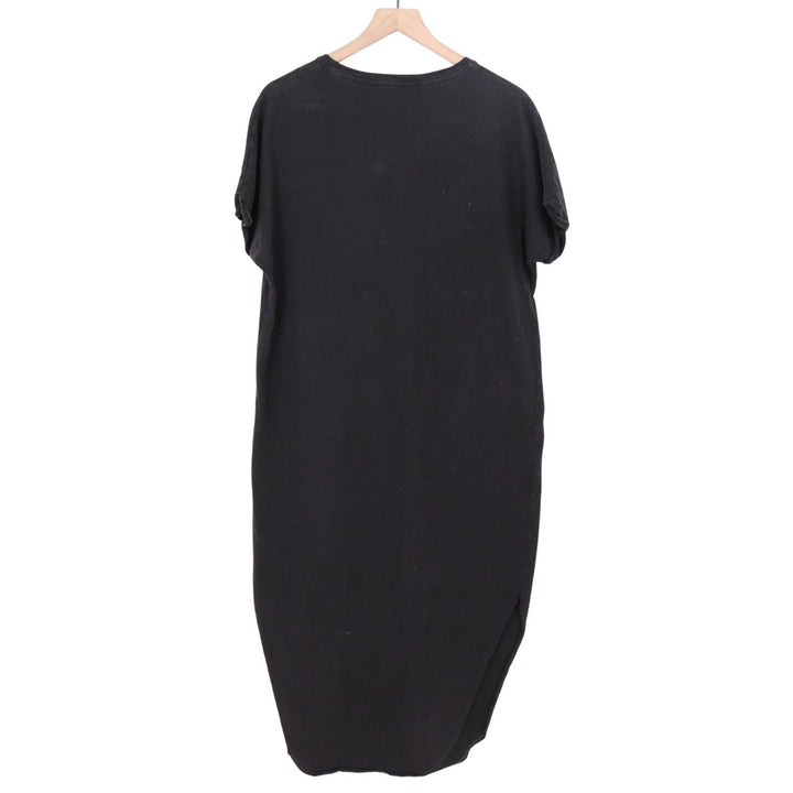 Ascot + Hart T-Shirt Dress Womens Medium Black Short Sleeve Curved Hem V-Neck