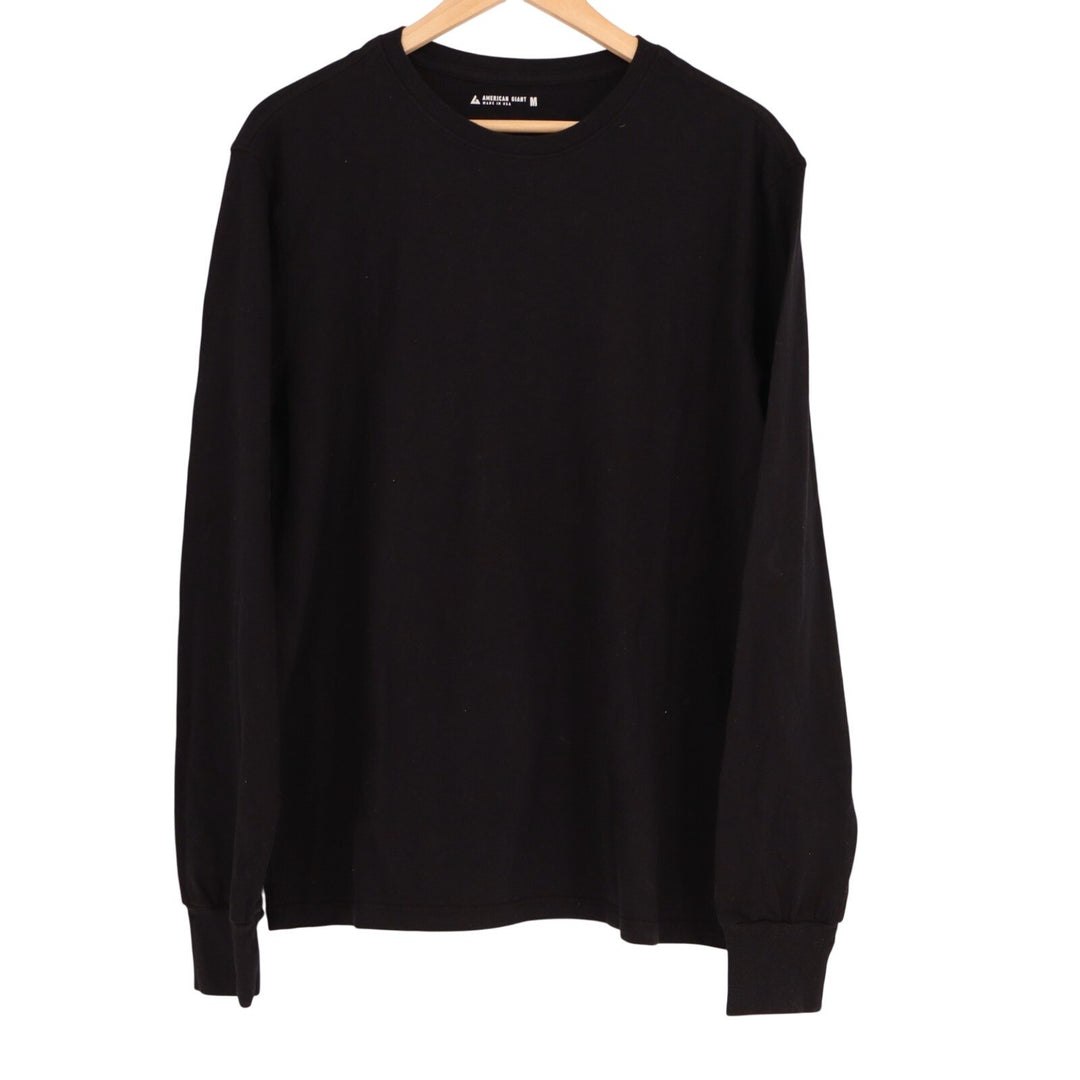 American Giant Premium Slub T-Shirt Mens M Black Cotton Crew Neck Long Sleeve