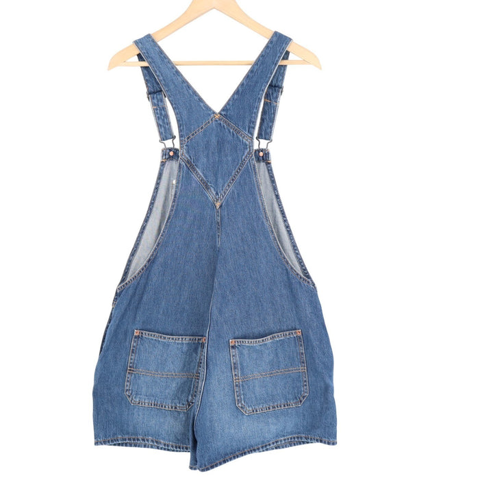 Old Navy Baggy Overalls Short Womens M Blue Denim Adjustable Strap Slash Pockets