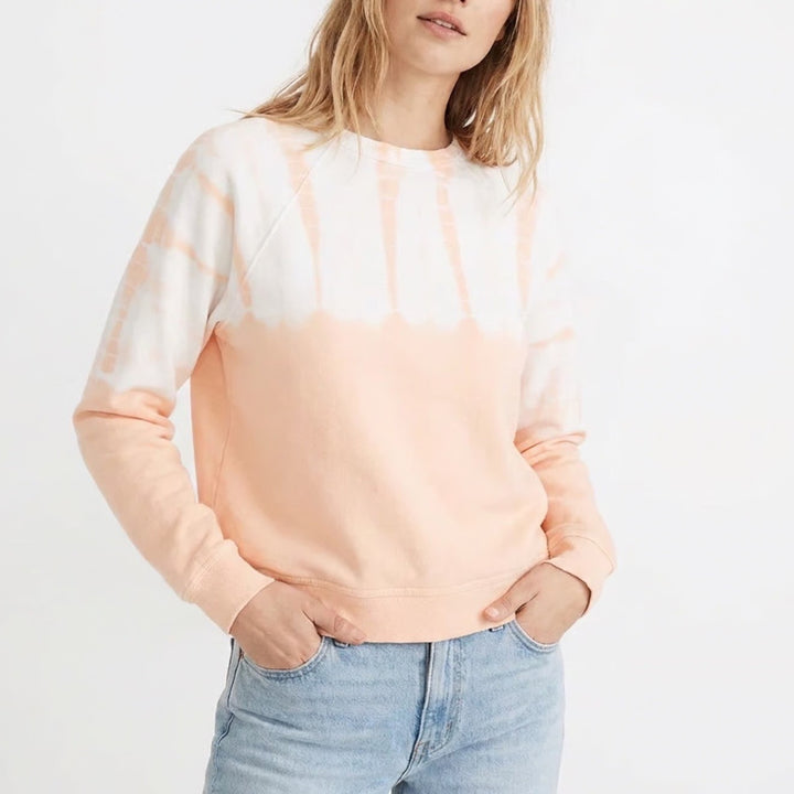 Universal Thread Peach White Tie Dye Raglan Cotton Sweatshirt M