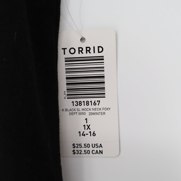 Torrid Tank Top Womens 1X Black Cotton Stretch Mock Neck Sleeveless Pullover