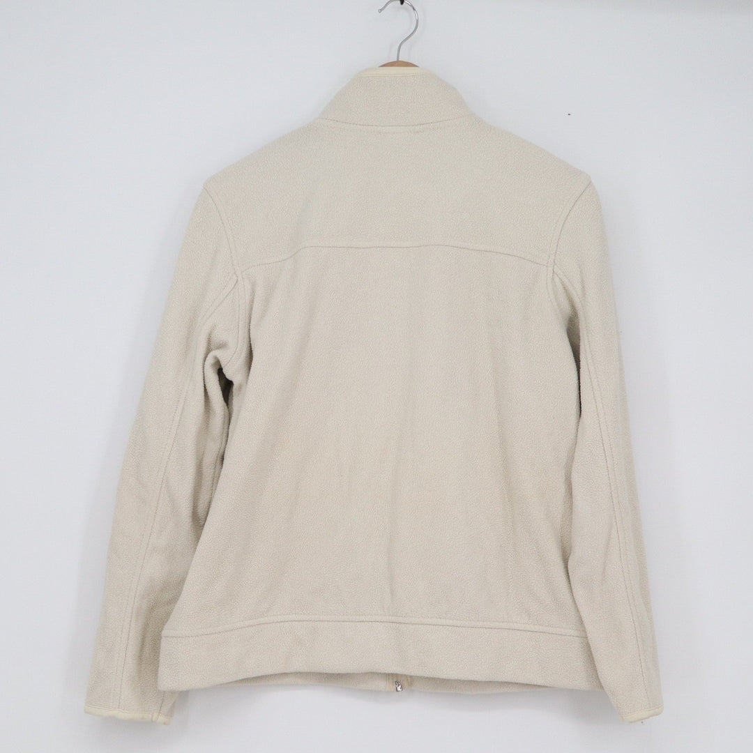 Merona Womens Full Zip Fleece Jacket Cream Off-White Mock Neck Size L