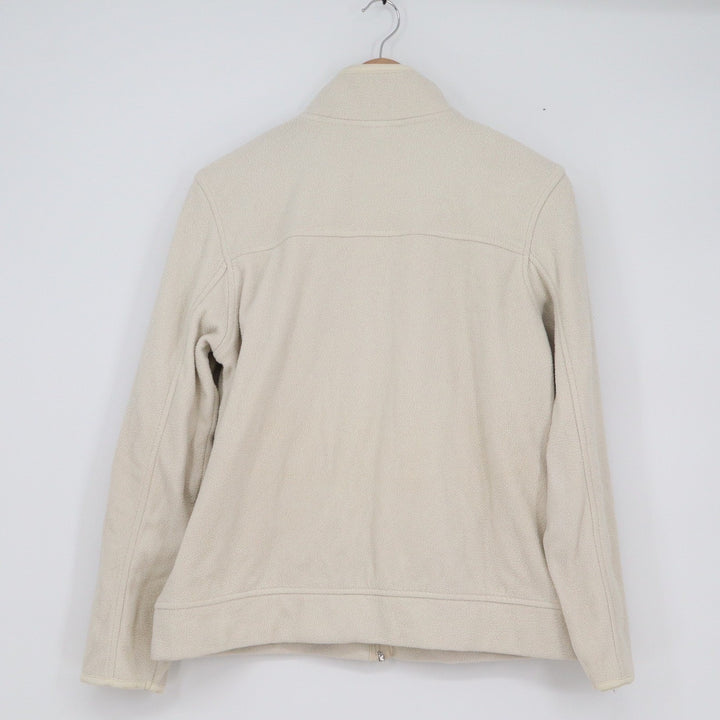 Merona Womens Full Zip Fleece Jacket Cream Off-White Mock Neck Size L
