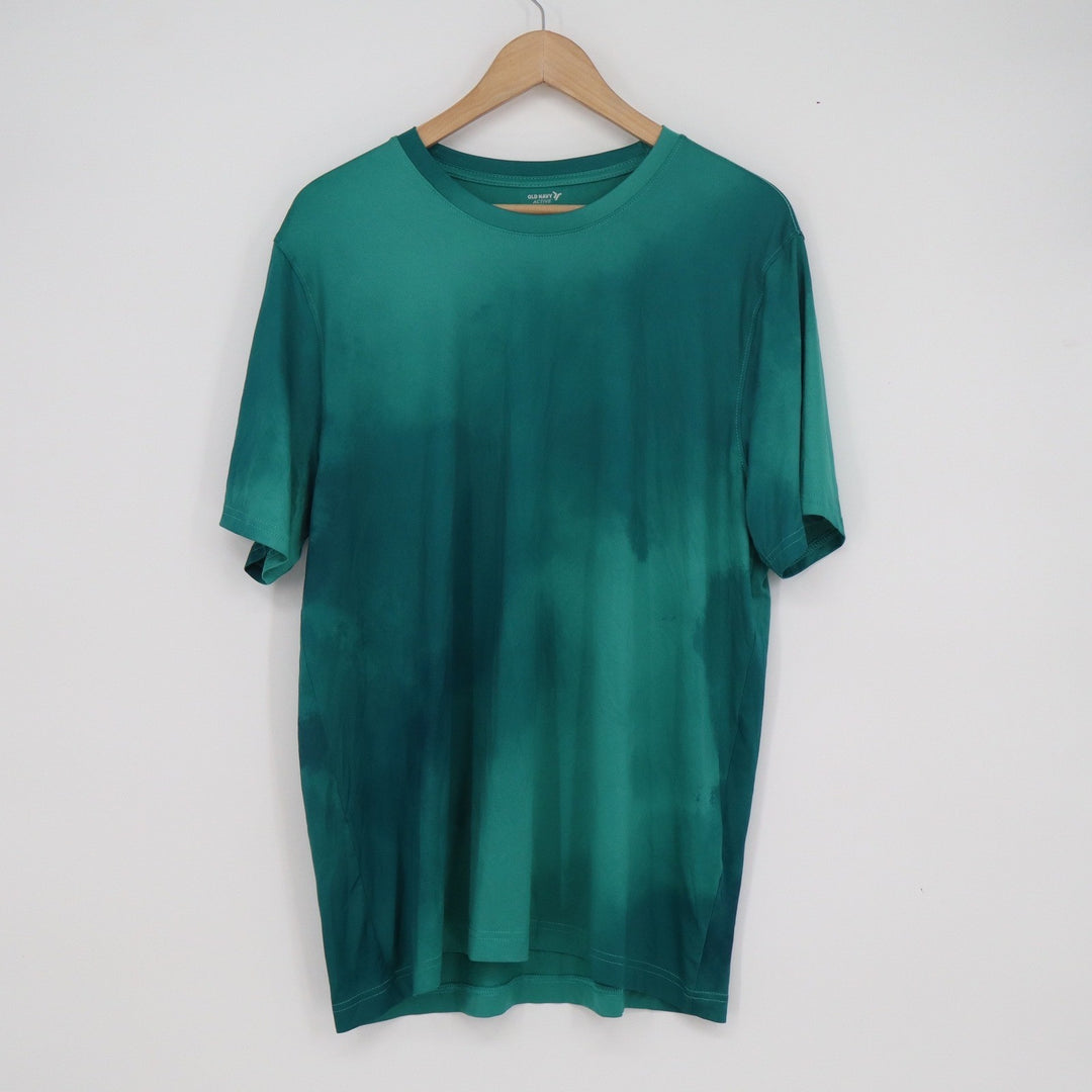 Old Navy Active Cloudmotion Mens Large Teal Green Tie Dye Go-Dry Cool T-Shirt