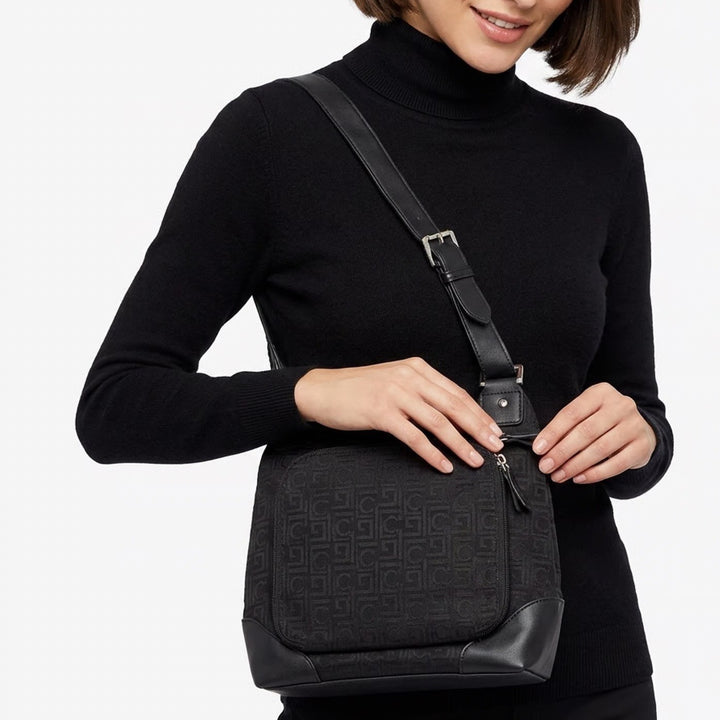 Liz Claiborne Crossbody Bag Womens OS Monogram Jacquard Black Organizer Good