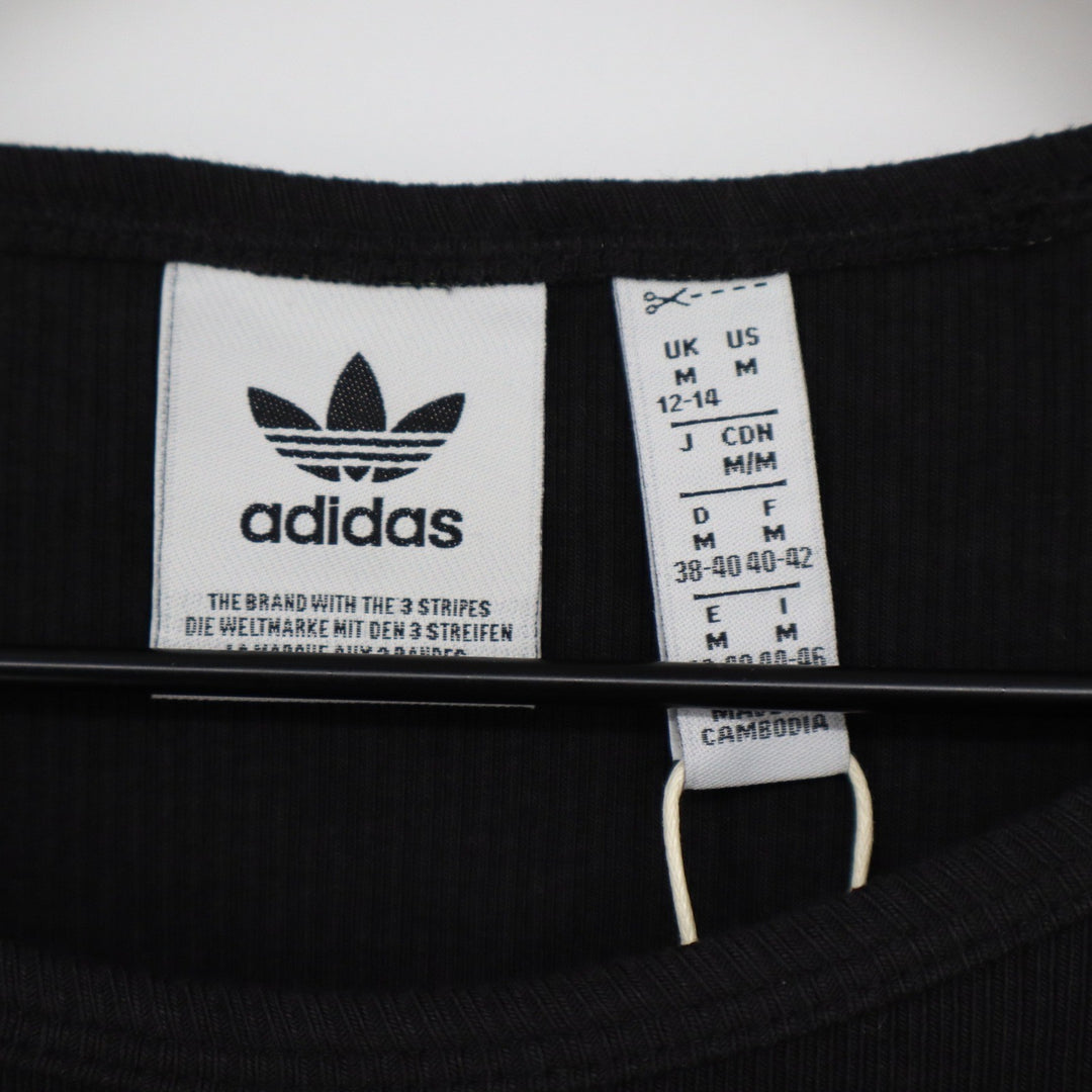 Adidas Originals Womens ESS CROP LS Ribbed Long Sleeve Crop Top Black M