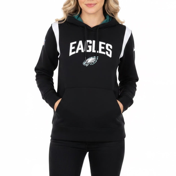 Philadelphia Eagles NFL Hoodie Women's L Black Nike Cotton Therma Fit Pullover