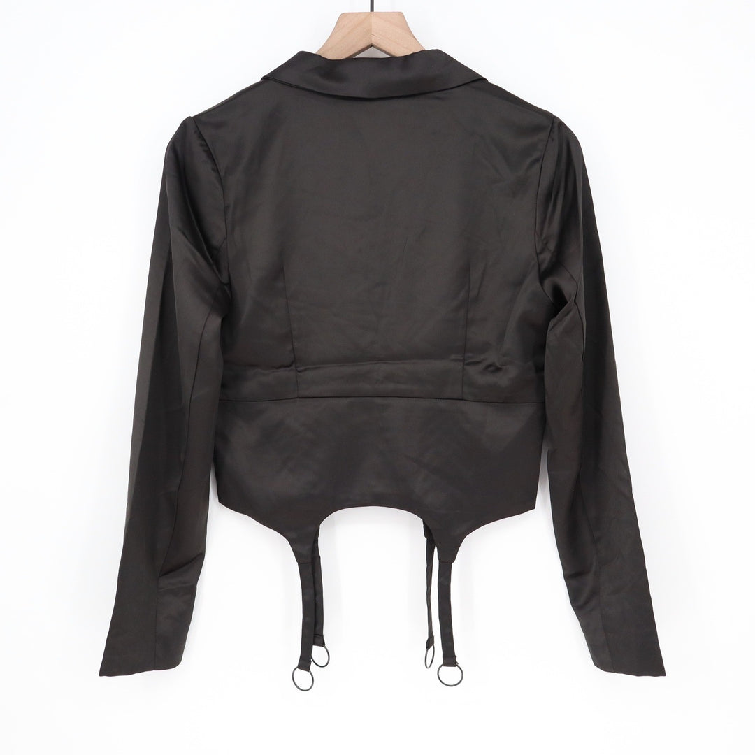Naked Wardrobe Black Cropped Garter Strap Blazer Jacket NWSP20-J6 Mens Size M