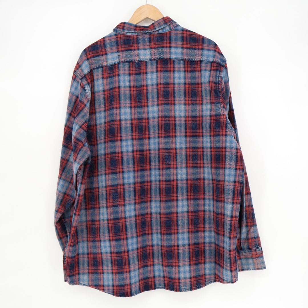 Flag & Anthem Desert Son Flannel Shirt Mens 2XL Red Blue Plaid Cotton Button Up