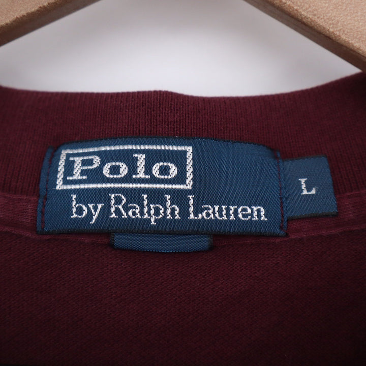 Polo Ralph Lauren Mens Large Burgundy Short Sleeve Pique Cotton Polo Shirt Logo