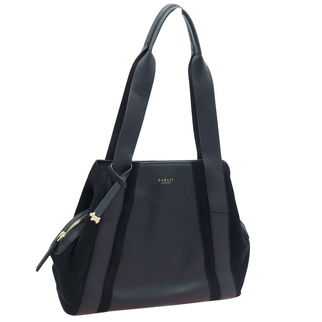 Radley London Tote Bag Womens Large Black Leather Suede Mixed Media Excellent