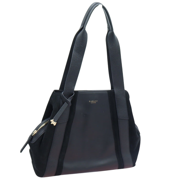 Radley London Tote Bag Womens Large Black Leather Suede Mixed Media Excellent