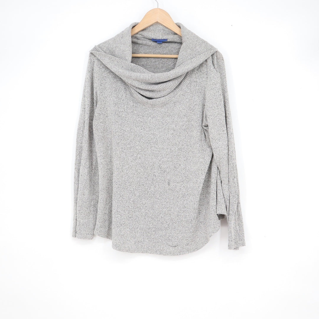 Apt. 9 Womens Cowl Neck Sweater Heather Grey Marled Knit Long Sleeve Top Size L