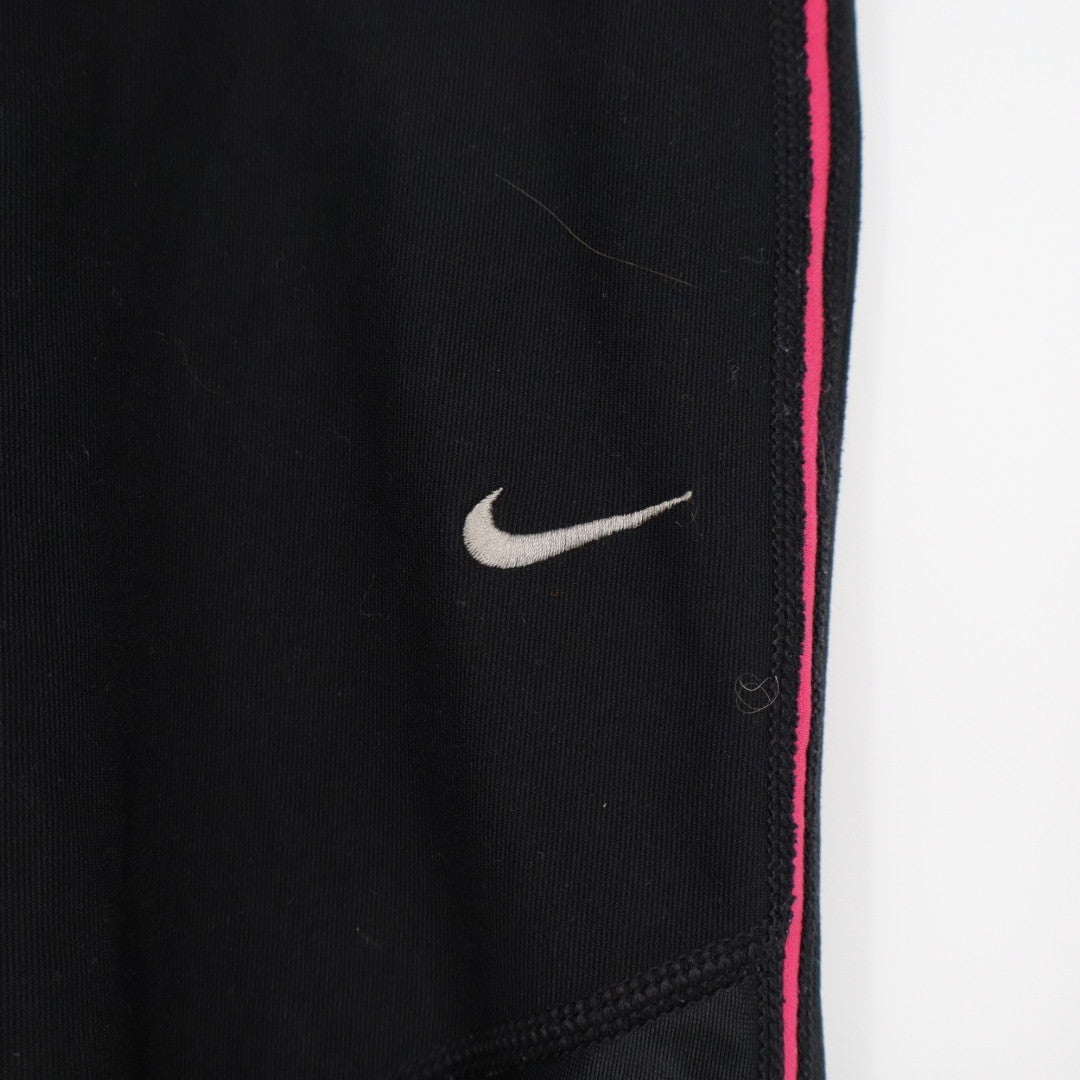 Nike Sportswear Dri Fit Cropped Leggings Womens Small Black Pink Swoosh Logo