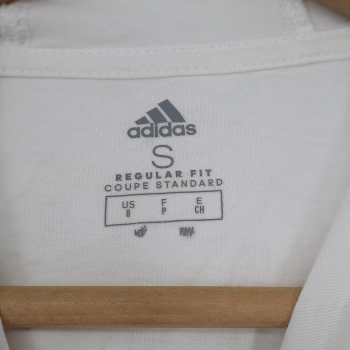Adidas White Graphic Hooded Long Sleeve T-Shirt Doodle Logo Small