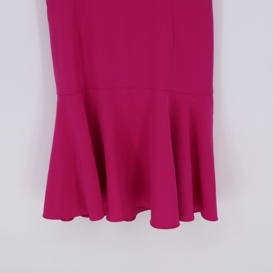 Milly Hot Pink V Neck Fit Flare Dress Size 10 Spaghetti Straps