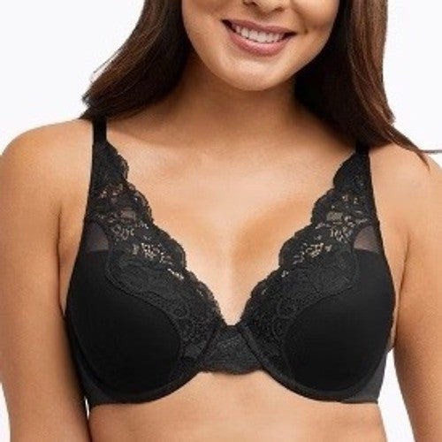 Bali One Smooth U Comfort Stretch Lace Underwire Bra 42C Black Convertible Strap