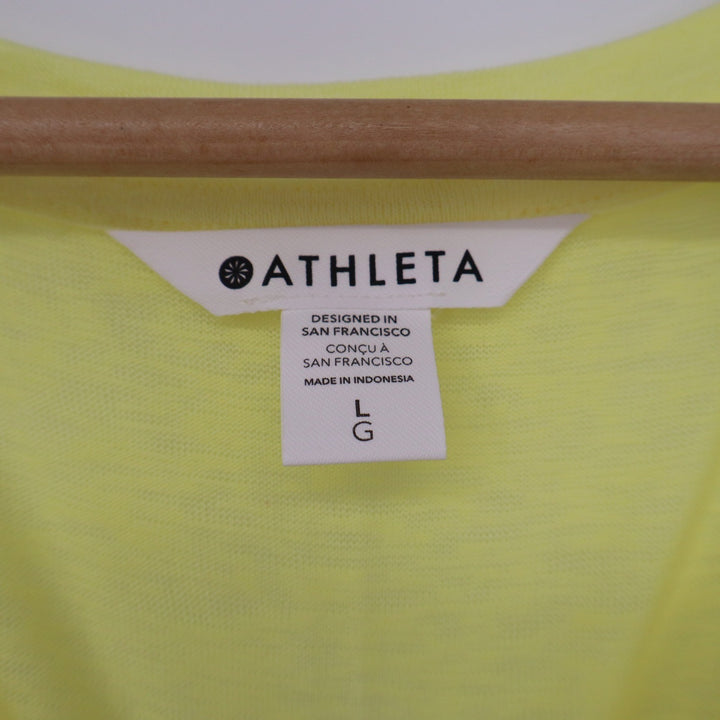 Athleta Womens Yellow V-Neck Short Sleeve Tencel Modal Blend Tee Size L