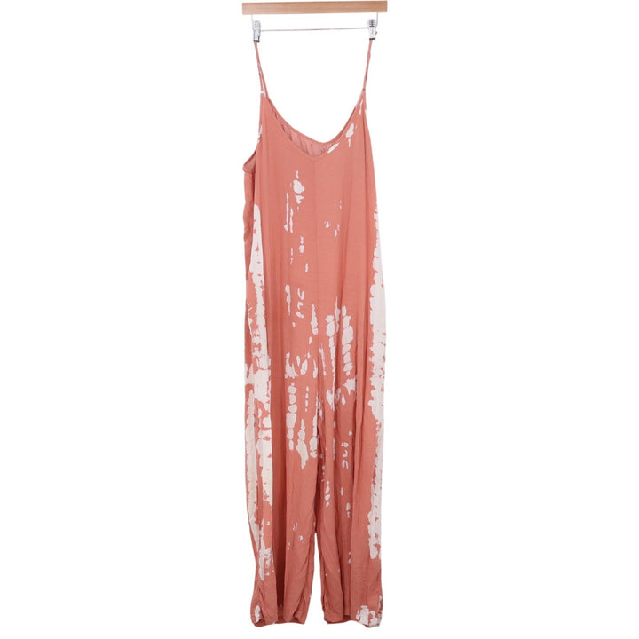 Unbranded Jumpsuit Womens XXL Wide Leg Pink Tie Dye Spaghetti Strap Excellent