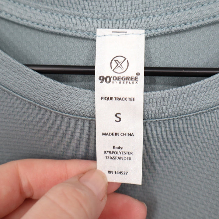 90 Degree by Reflex Mens Pique Track Tee Lead Gray Blue Short Sleeve Shirt S New