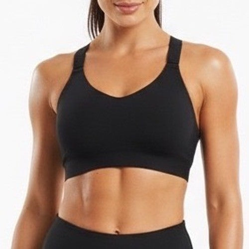 CALIA by Carrie Underwood Sports Bra Black Strappy Crossback Size S Activewear