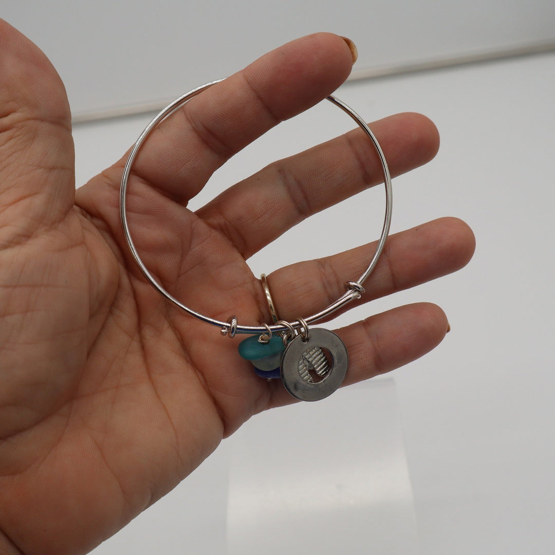 Alex and Ani Jersey Cape Seaglass Bracelet Lot 4pc Nautical Beach Charms Silver
