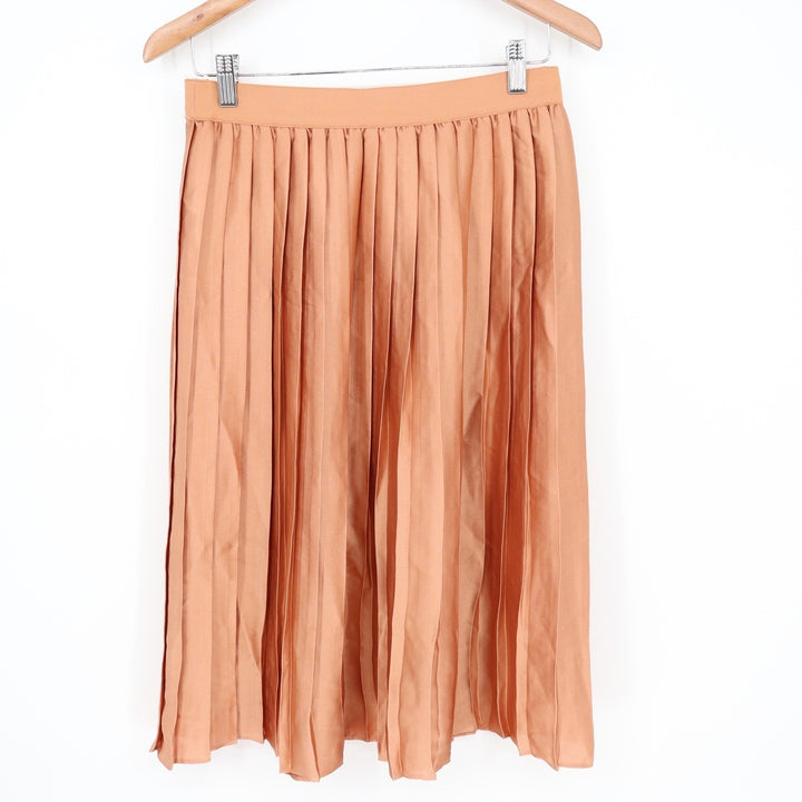 Maison Jules MJ Copper Pleated Midi Skirt Elastic Waist Medium