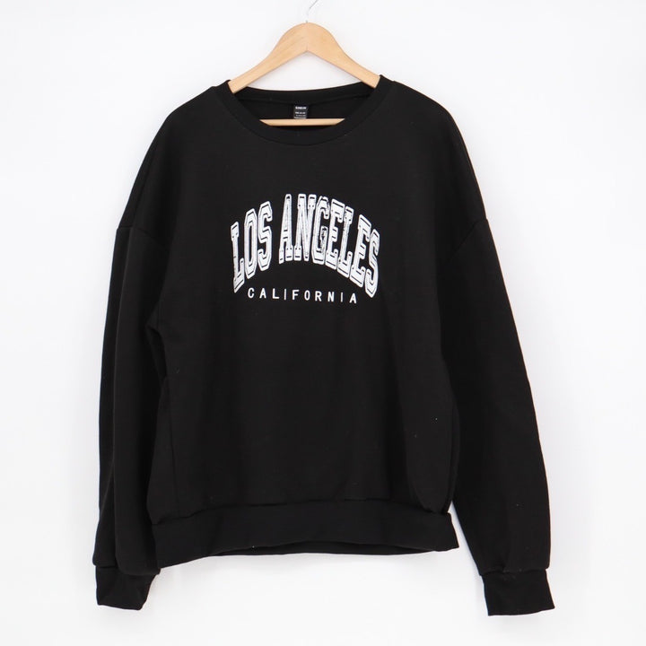 Shein Sweatshirt Womens Large Black Los Angeles California Crew Neck Pullover