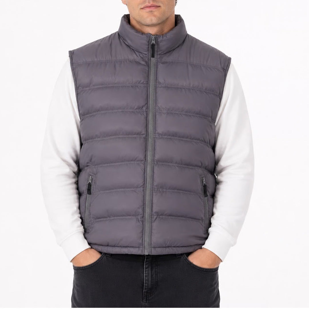 CSG Champs Sports Gear Mens 2XL Gray Puffer Vest Quilted Full Zip Sleeveless