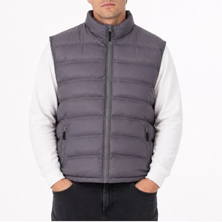 CSG Champs Sports Gear Mens 2XL Gray Puffer Vest Quilted Full Zip Sleeveless