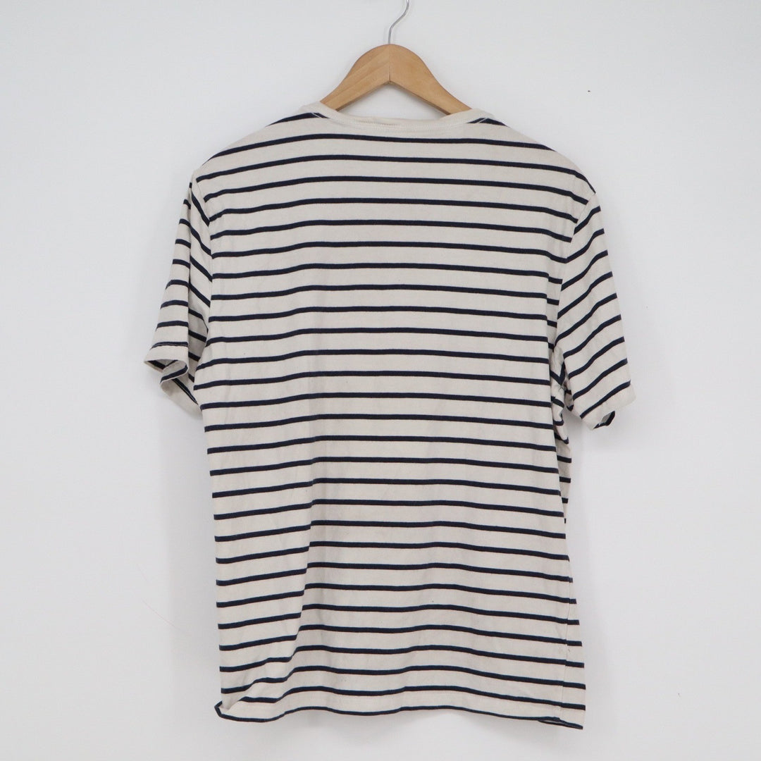 Amazon Essentials Mens Regular Fit Striped Crewneck T-Shirt Cream Navy Blue M
