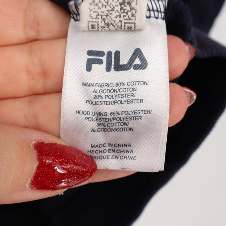 Fila Hoodie Mens Large Midnight Navy Cotton Full Zip Long Sleeve Outdoor Wear