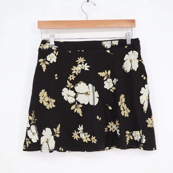 Toad&Co Floral Skort Black Organic Cotton Tencel Blend Active Skirt Small