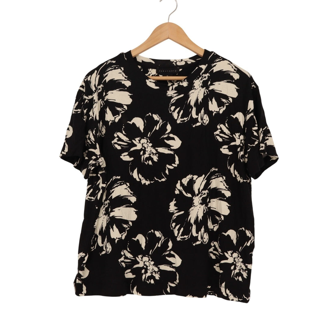 Sanctuary Shirt & Pants 2 Piece Pajama Set Womens Medium Black Floral Stretch