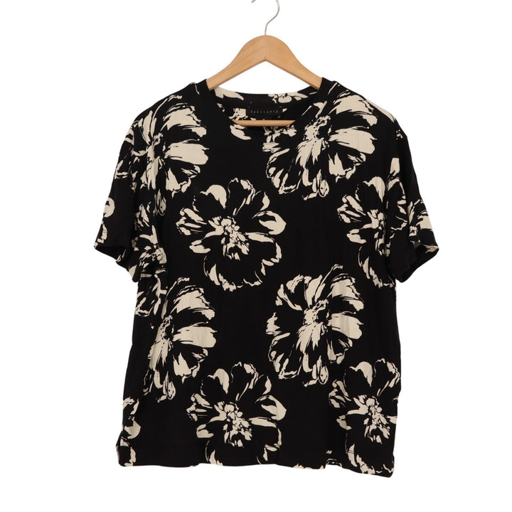 Sanctuary Shirt & Pants 2 Piece Pajama Set Womens Medium Black Floral Stretch