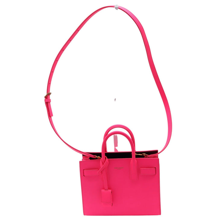 Saint Laurent Nano Sac De Jour Pink Glo Grained Leather Handbag
