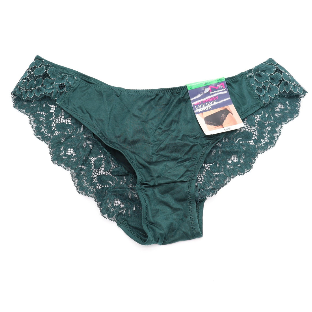 Maidenform Get Cheeky Lace Back Tanga Panties Emerald Green 40159 DM3159 L 7